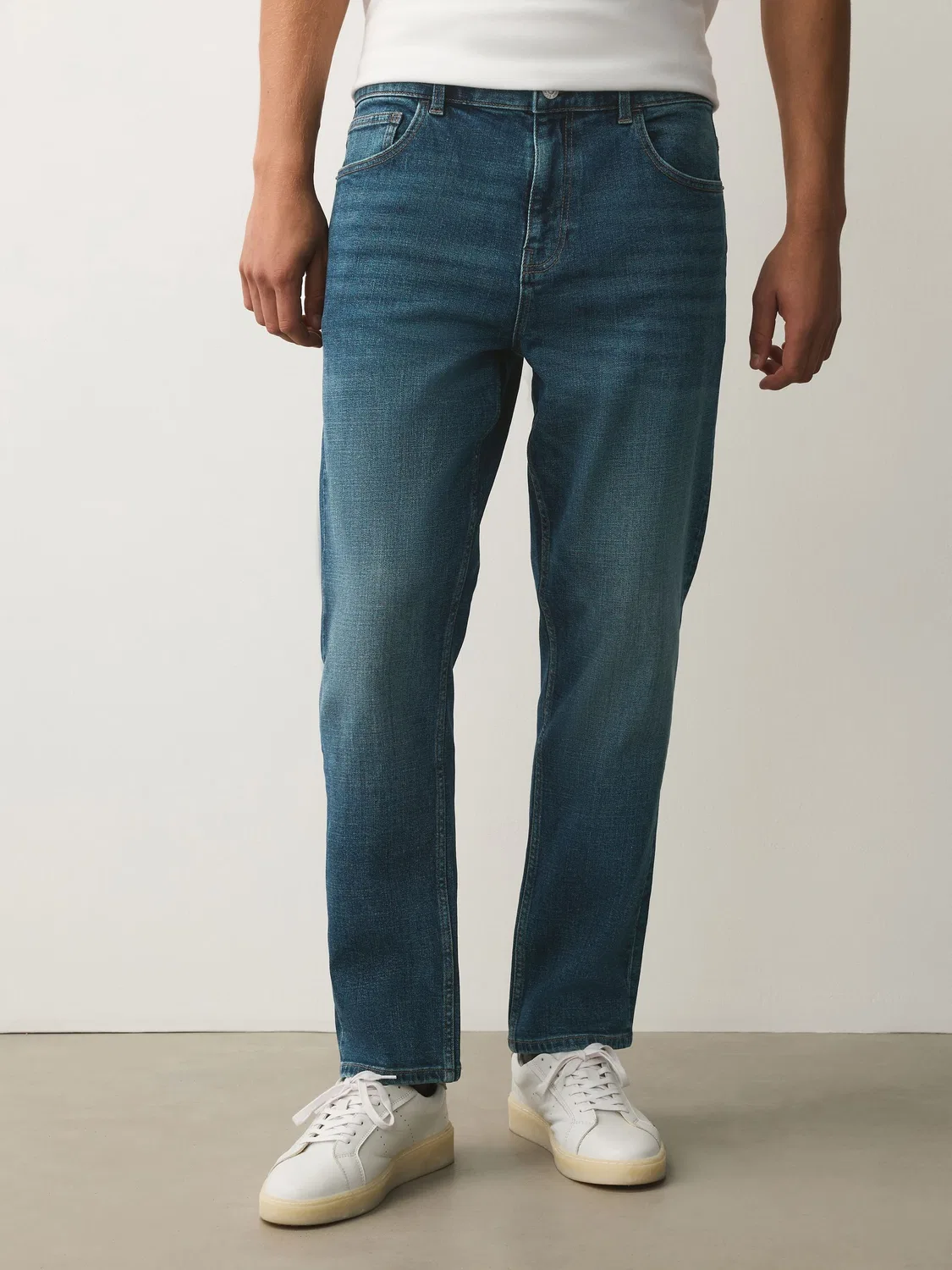 Джинсы классические с эластичным стрейчем, Slim Fit Next, Средне-синий