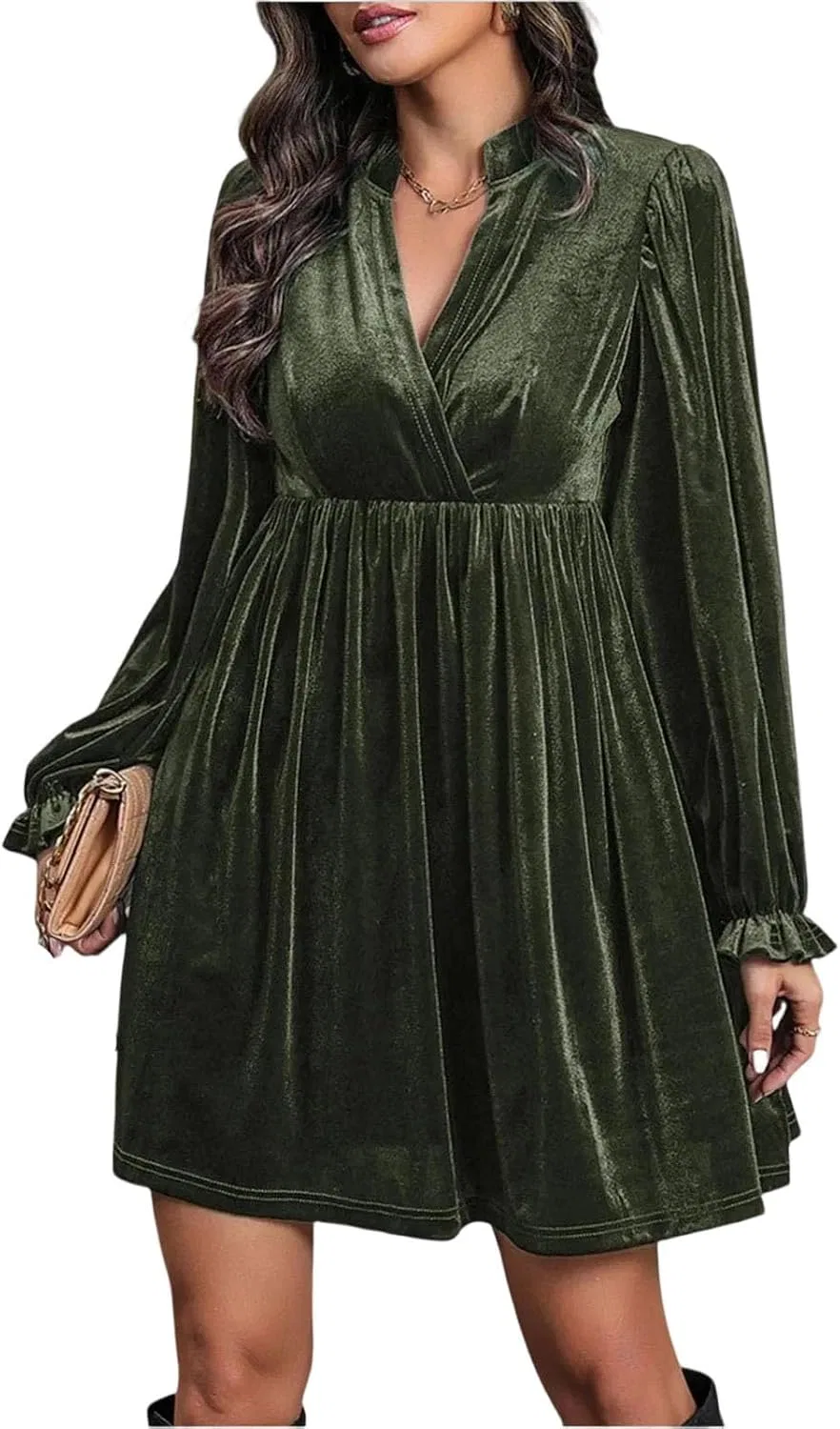 Женское элегантное платье из вельвета French Velvet, Army