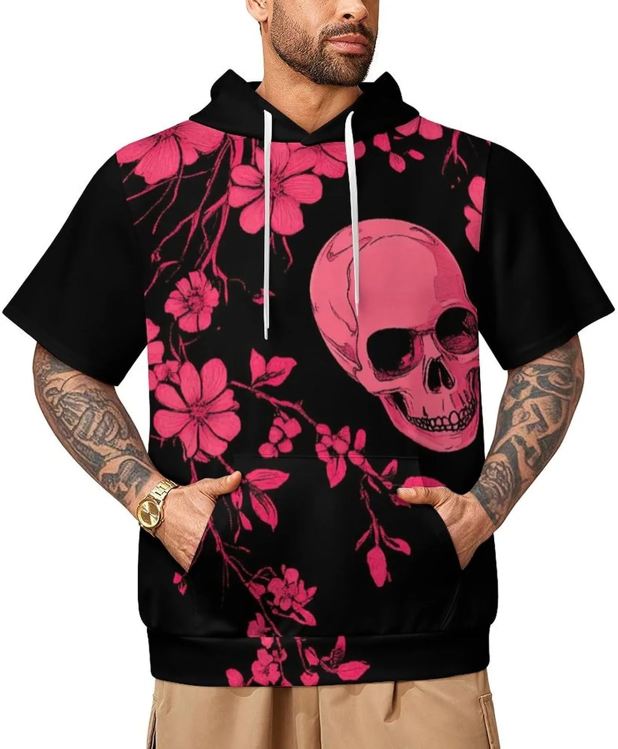 

Мужская худи с принтом черепа и карманом Mlkfa