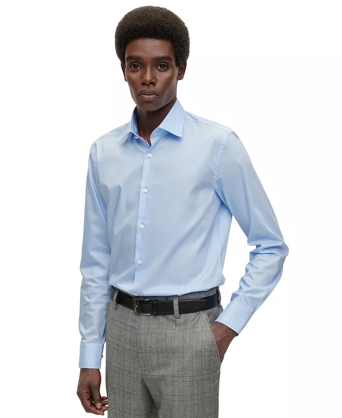 

Мужская рубашка облегающего кроя Easy-Iron Hugo Boss, синий