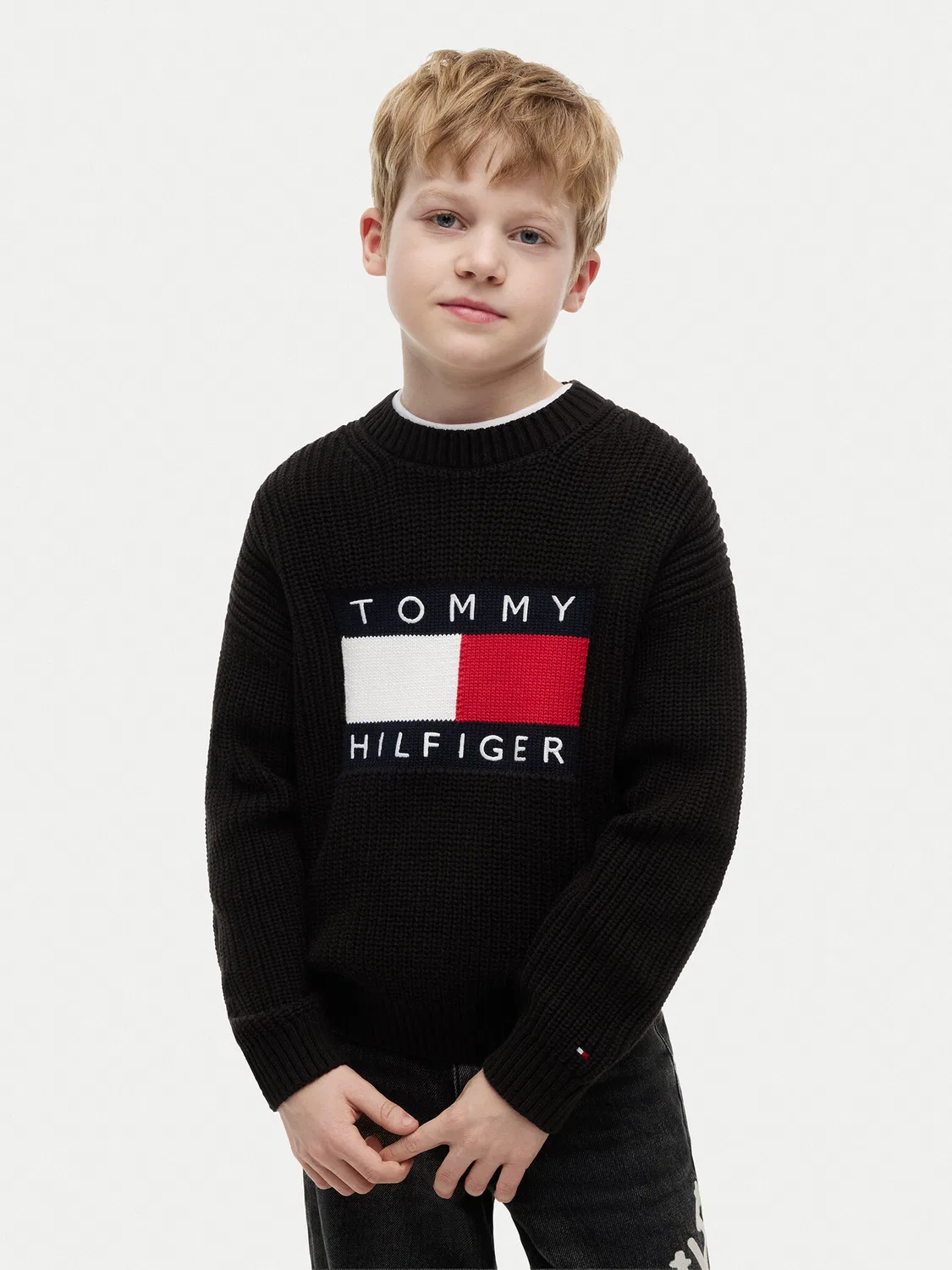 Пуловер стандартного кроя для мальчика Heritage Tommy Hilfiger, черный