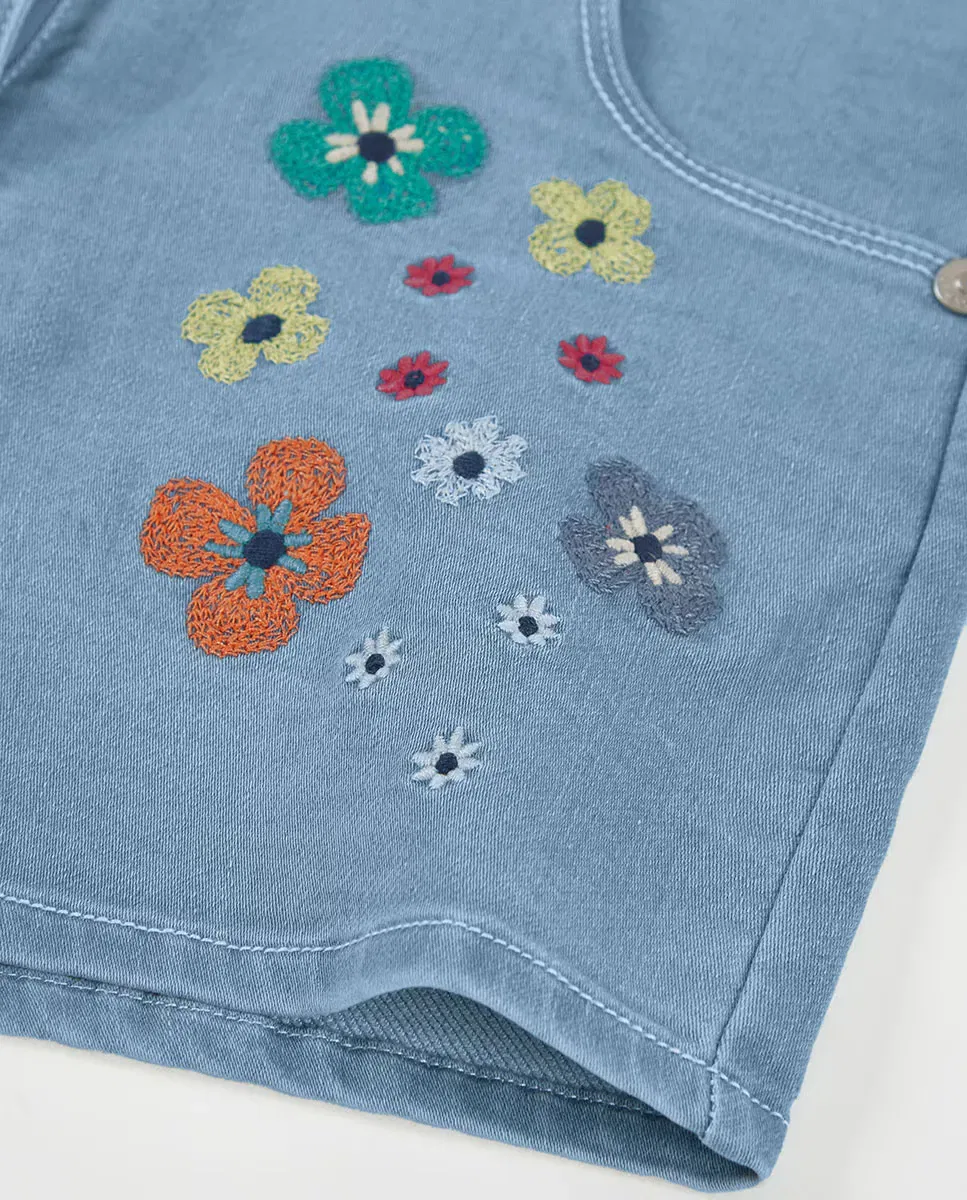 Детские шорты для девочек из денима Short denim Boboli, Azul Denim — фото 4