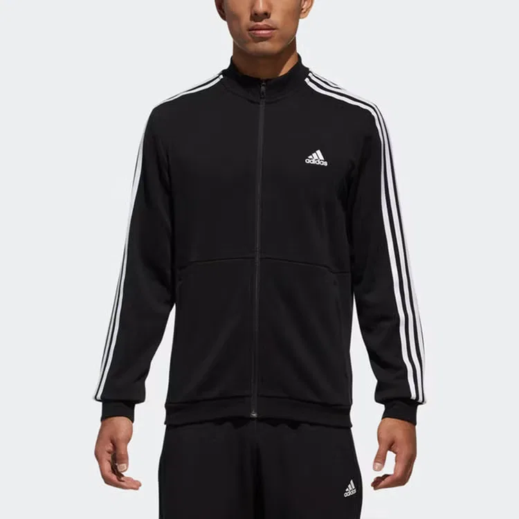 Куртка спортивная вязаная с воротником-стойкой Adidas, черный — фото 2