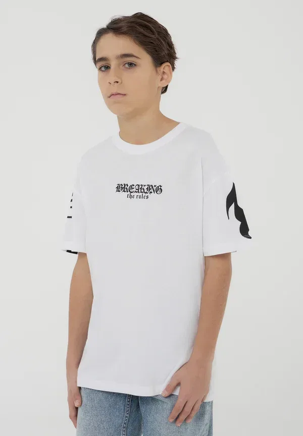 Футболка с принтом, хлопок, Print t-shirt, Terranova, Bianco ottico, белый — фото 2