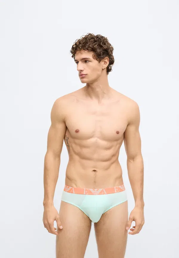 Трусы с яркой монограммой, комплект из 3 штук Emporio Armani, розовый/бирюзовый — фото 4