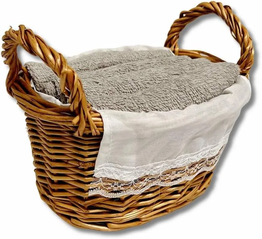 Набор мочалок махровых 30x30 см, плетеная корзина, S&G, 4 шт, Taupe