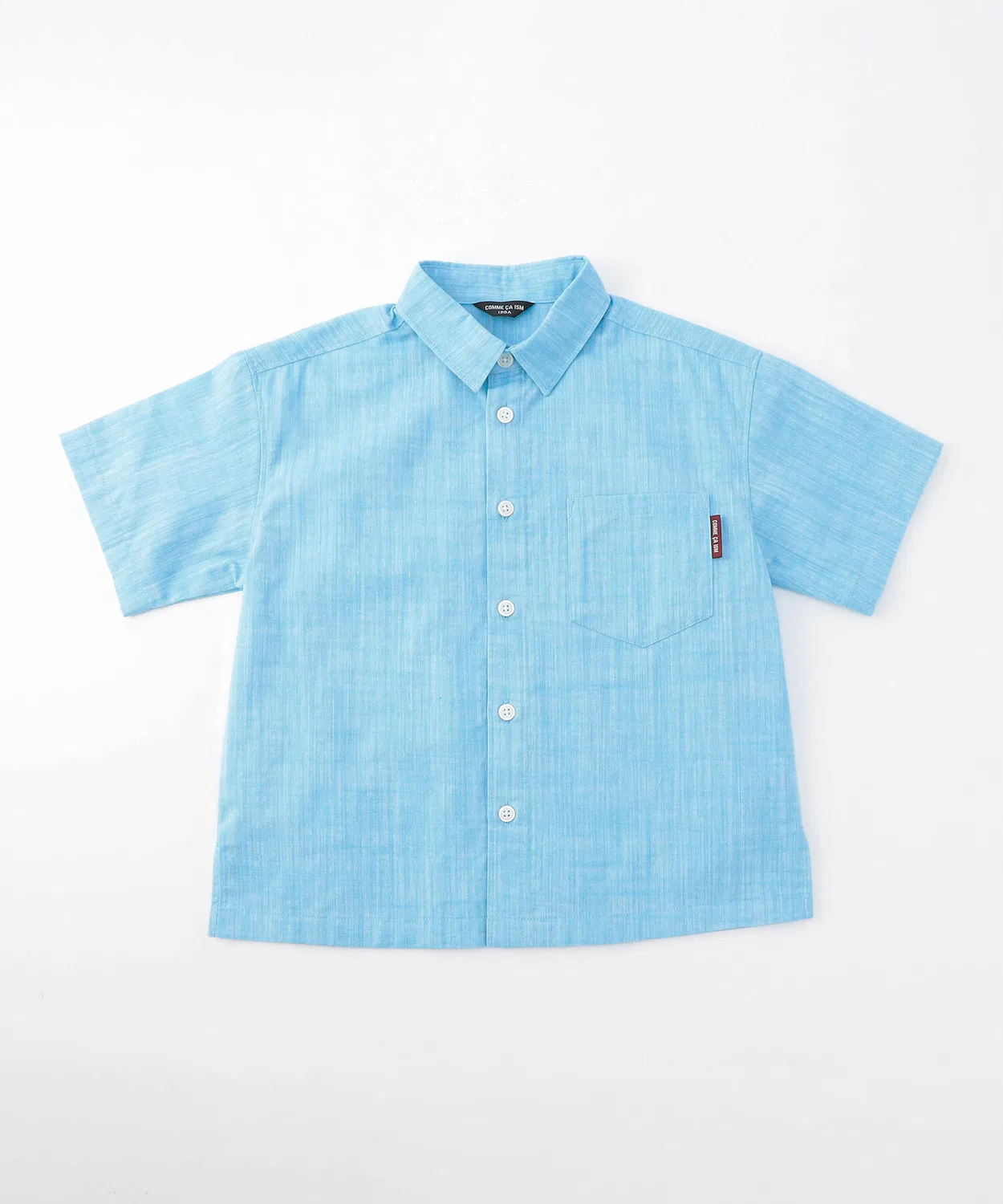 Детская рубашка с коротким рукавом из хлопка и льна, модель Chambray COMME CA ISM, Mint