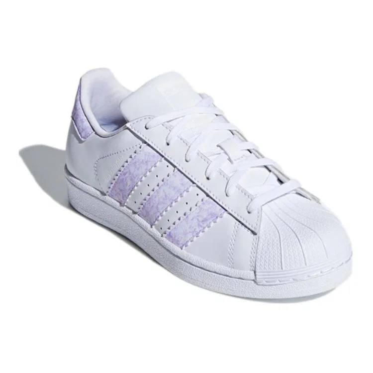 Детские кроссовки для скейтбординга с мысом-ракушкой Superstar J Adidas Originals, White Purple — фото 4