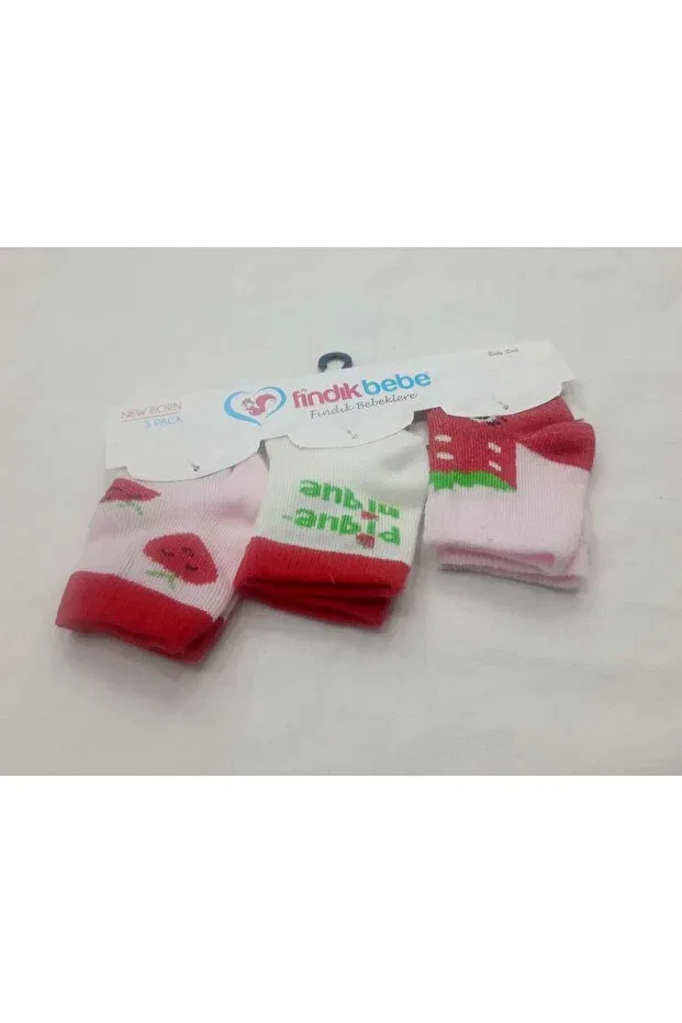 Детские носки для новорожденных хлопковые 3-предметный набор Berkay, Pink Red