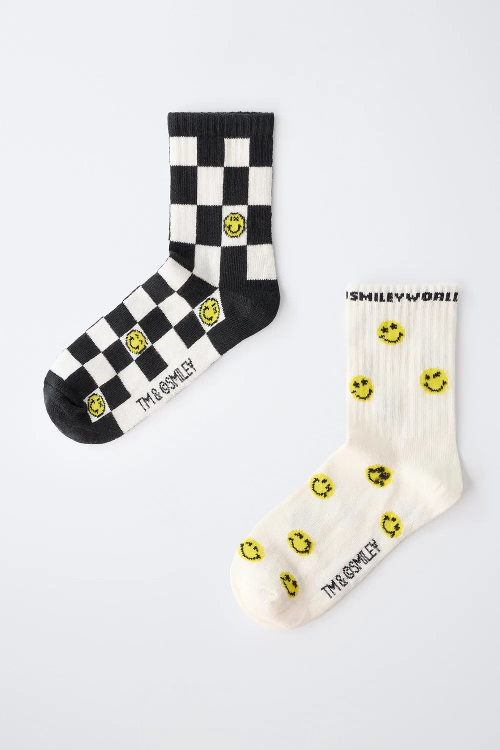 Набор из 2 носков средней длины в клетку SMILEYWORLD ZARA, Black/White — фото 4
