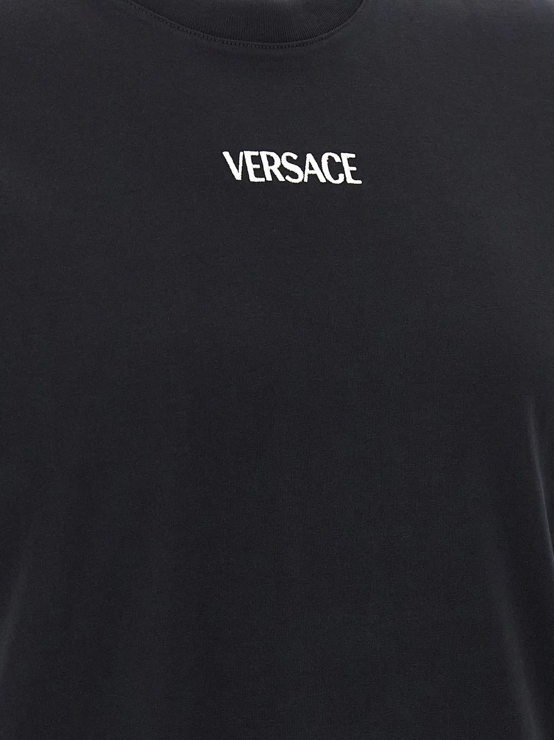 Мужская футболка с вышитым логотипом Versace, черный — фото 4