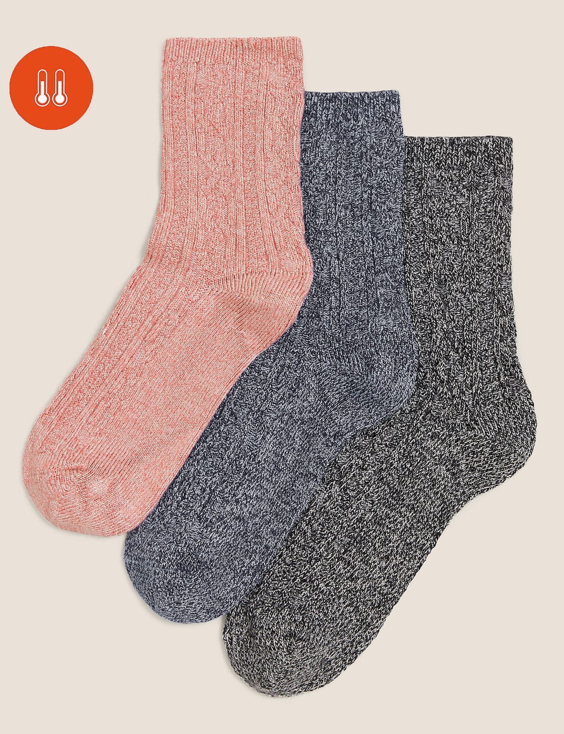 

3 шт. термоносков Sumptuically Soft Marks & Spencer, розовый микс