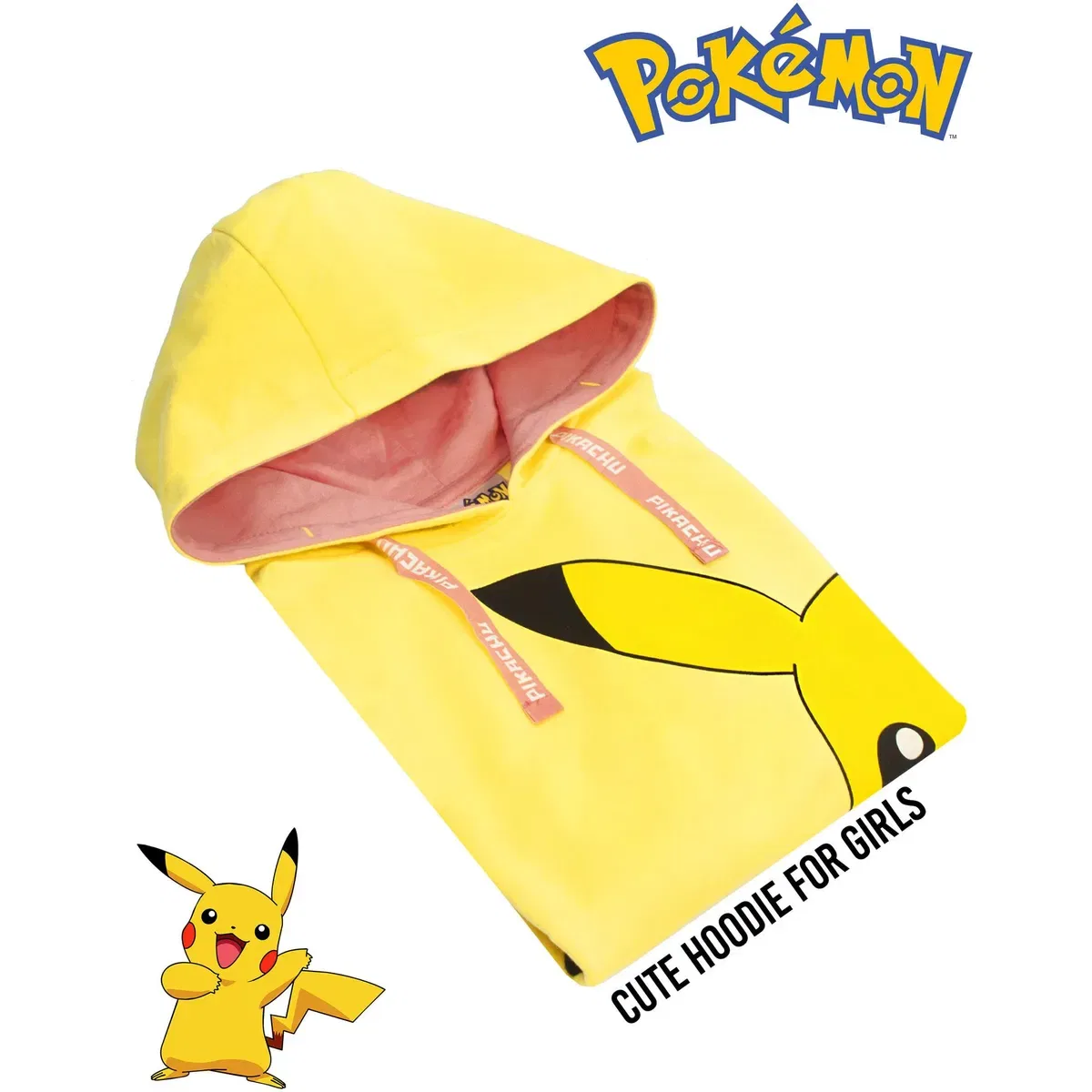 Детское худи для девочек Pikachu Pokemon, Yellow — фото 4