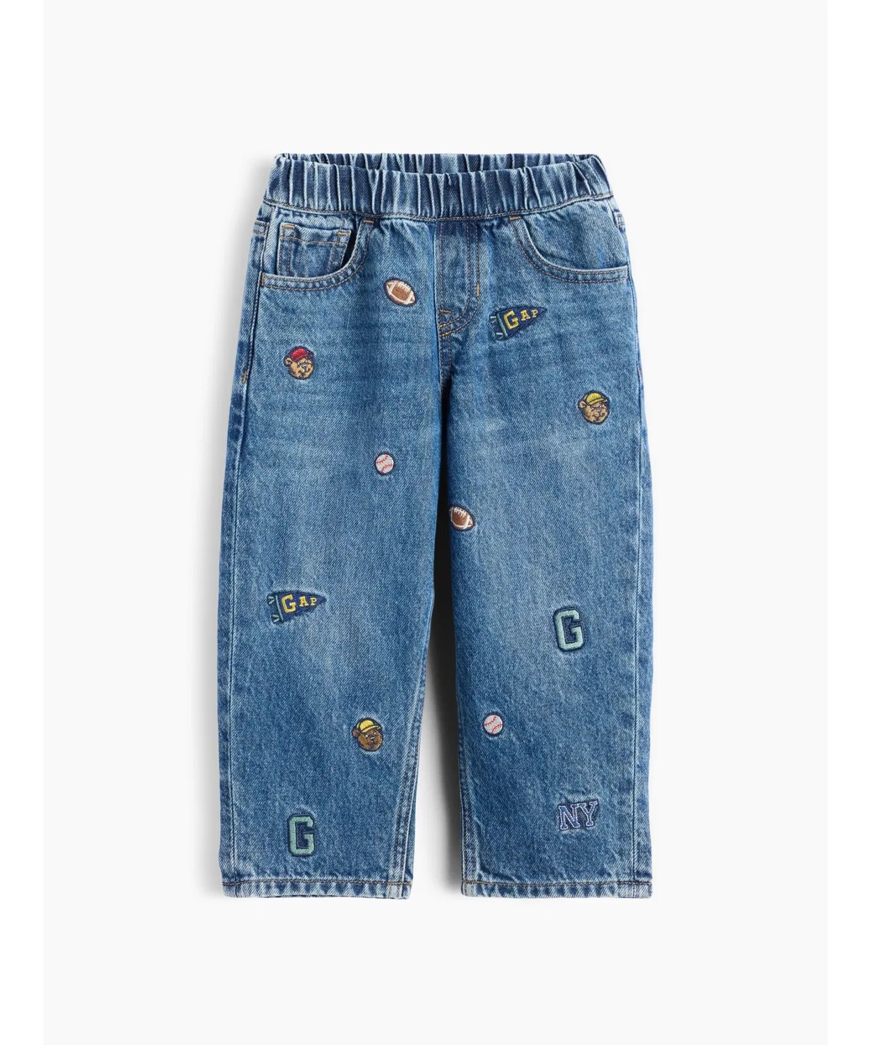 Детские джинсы свободного кроя с вышивкой GAP, Indigo Blue — фото 2