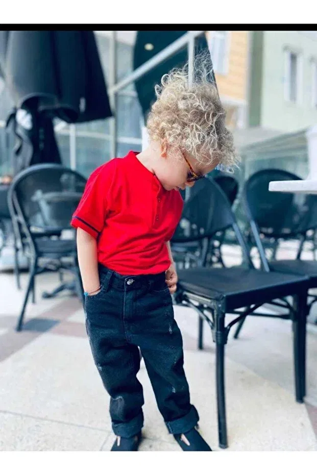 Детская футболка для мальчиков с воротником-стойкой Rg Kidsstore, Red — фото 2