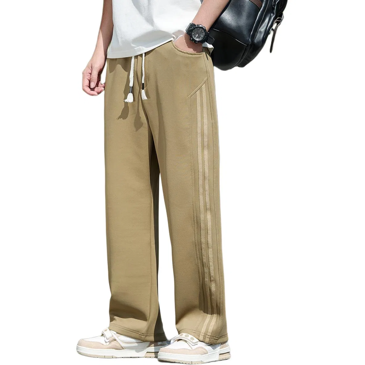 Детские спортивные штаны на резинке с завязками Tonlion, Khaki