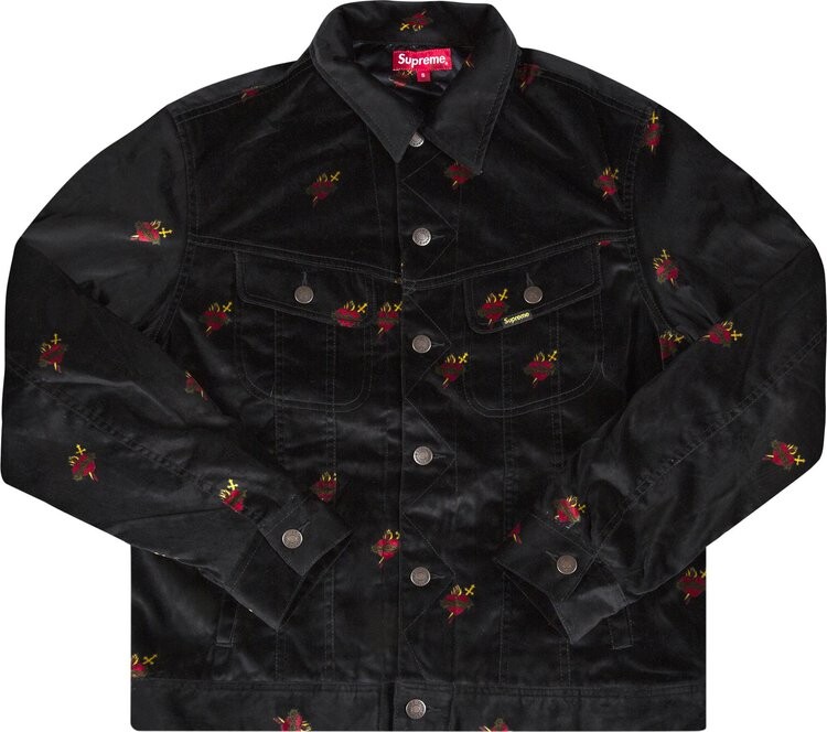 

Куртка Supreme Velvet Trucker Jacket 'Black', черный