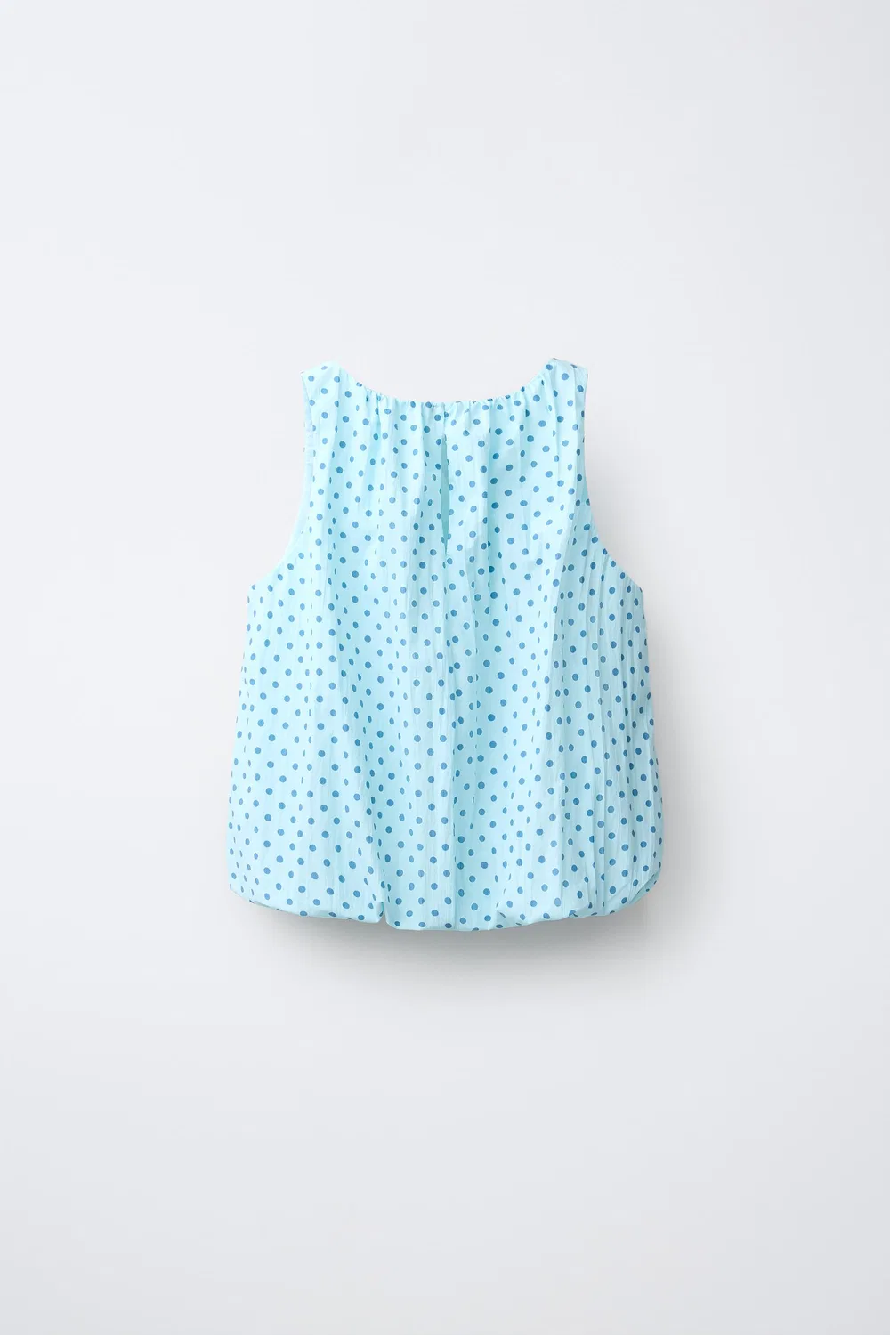 Объемный топ в горошек ZARA, Light blue — фото 2