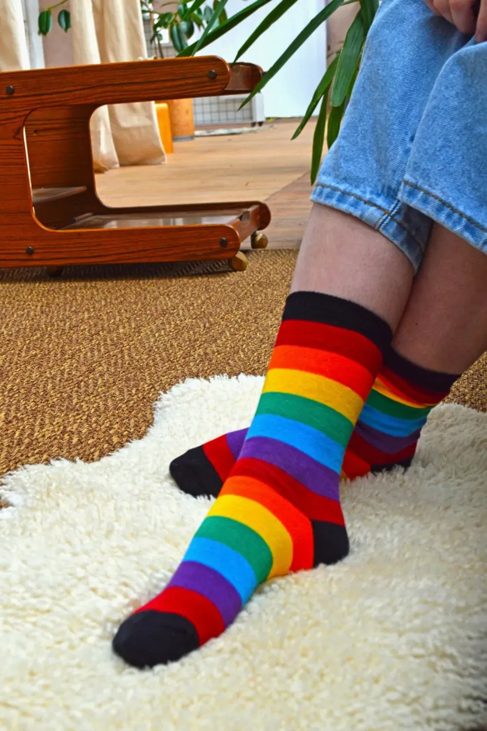 Детские носки с принтом Unicorn Striped Rainbow Design, Sock Snob, Multi — фото 4