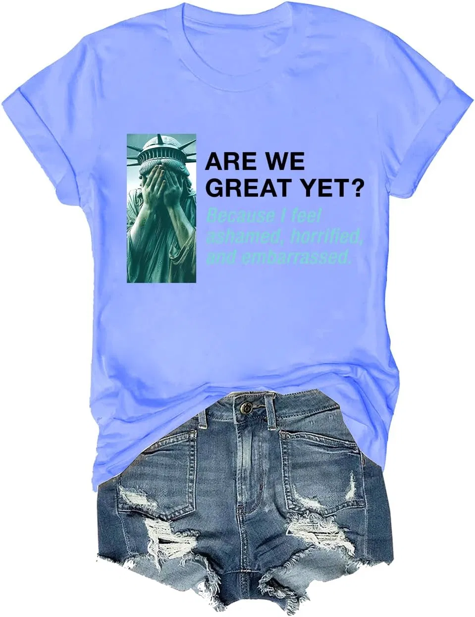 Мужская футболка с принтом Are We Great Yet, Carolina Blue