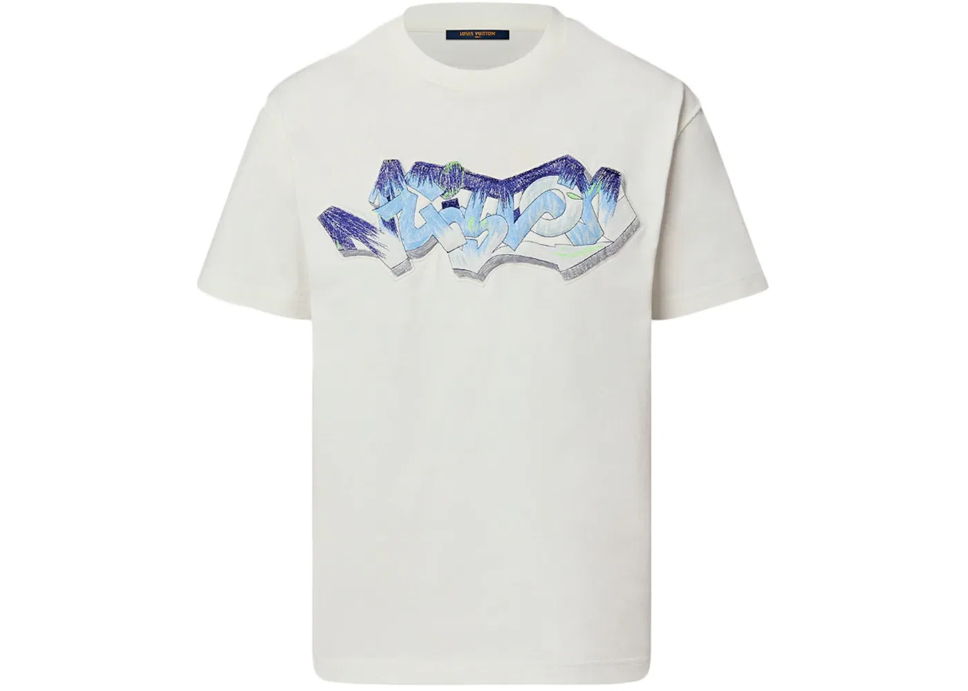 Мужская футболка с вышивкой Louis Vuitton 3D LV Graffiti, White Blue