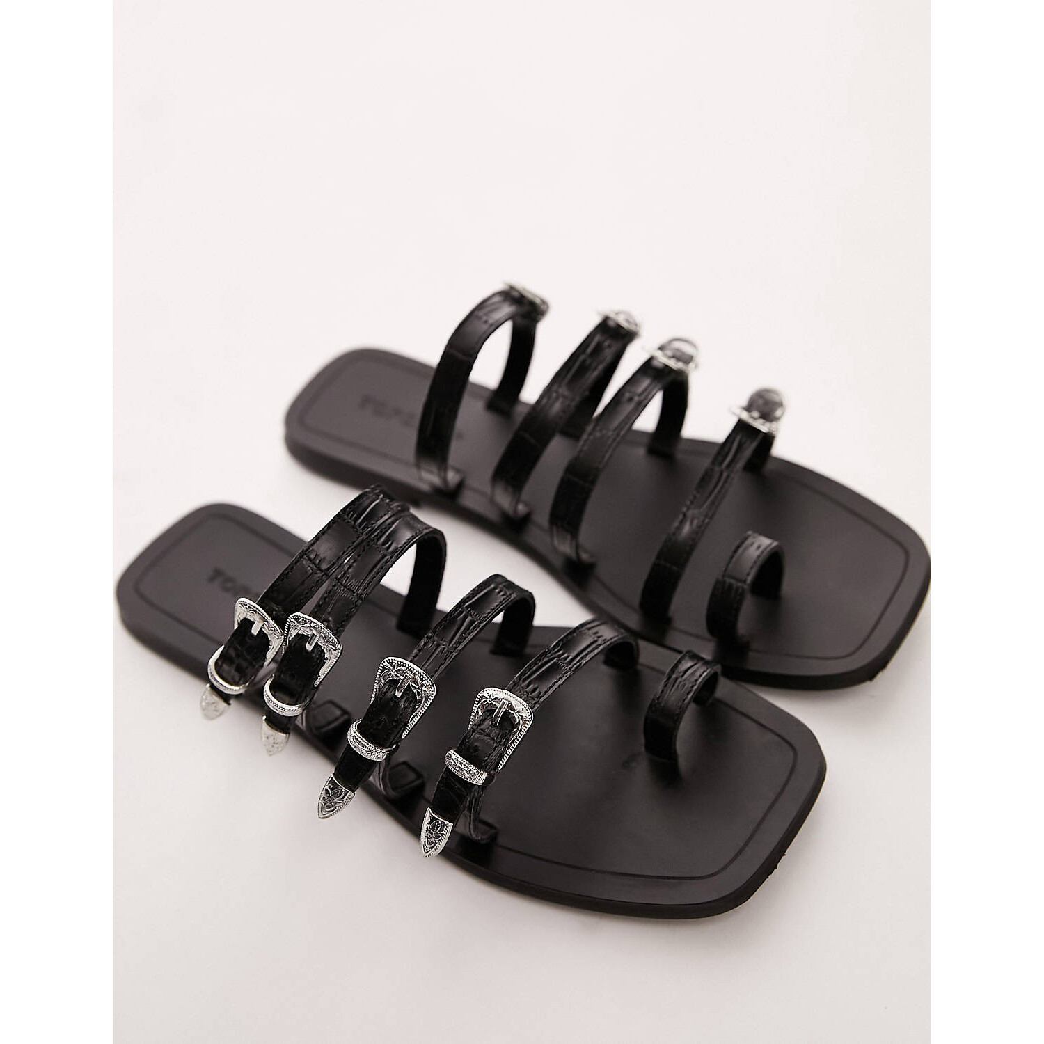 

Сандалии Topshop Keira Leather Western Buckle, черный
