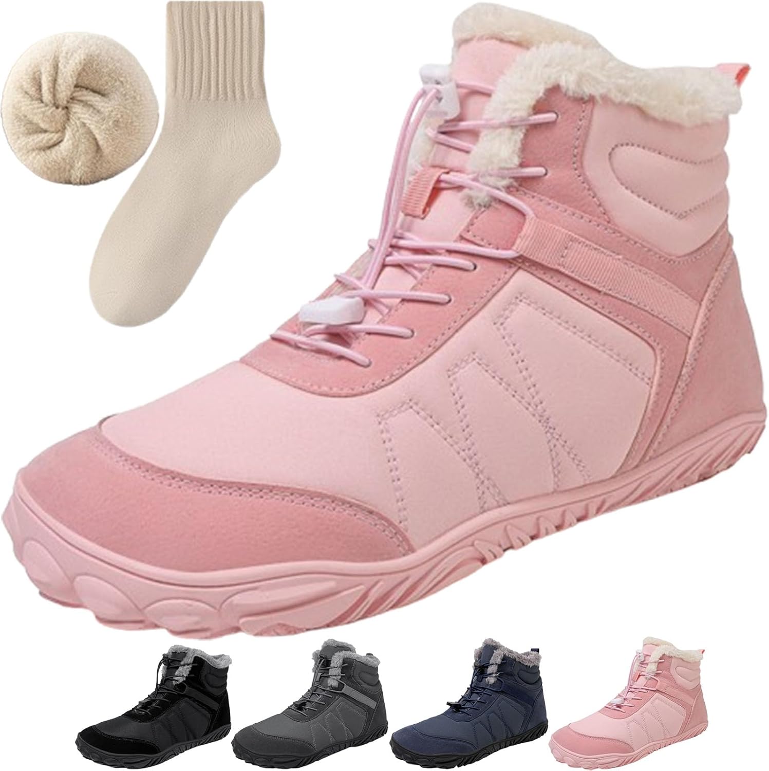 

Зимние походные ботинки для женщин и мужчин, водонепроницаемые противоскользящие снегоступы, повседневная уличная обувь, теплые ботинки для прогулок Generic, розовый