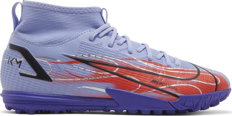 Кроссовки Nike Kylian Mbappé x Mercurial Superfly 8 Academy TF GS 'Flames', фиолетовый — фото 2