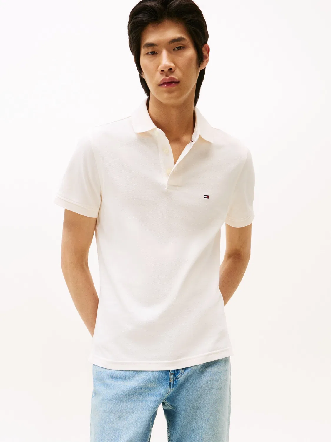 Tommy Hilfiger Off White Slim Fit рубашка поло из пике 1985 года