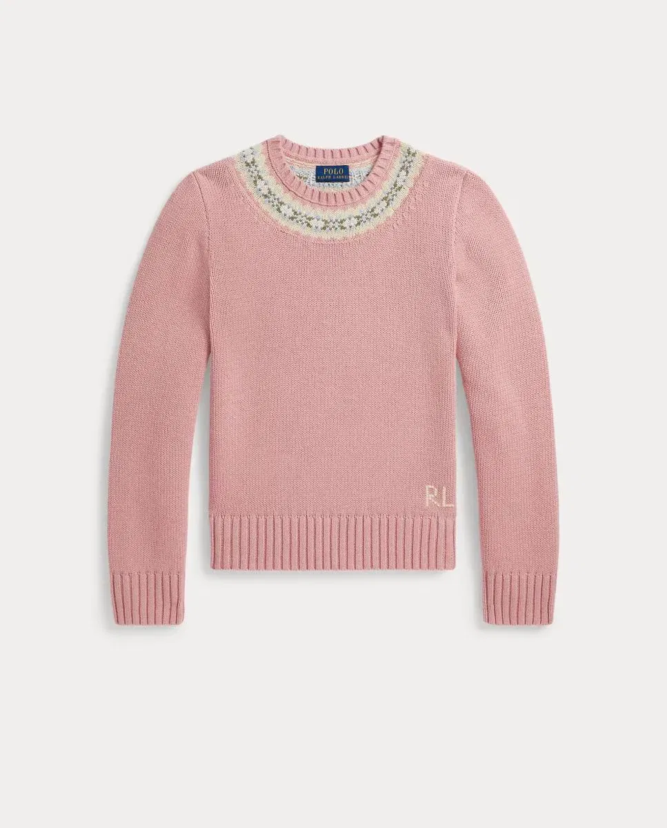 Детский джемпер для девочек с принтом Fair Isle Polo Ralph Lauren, Роза