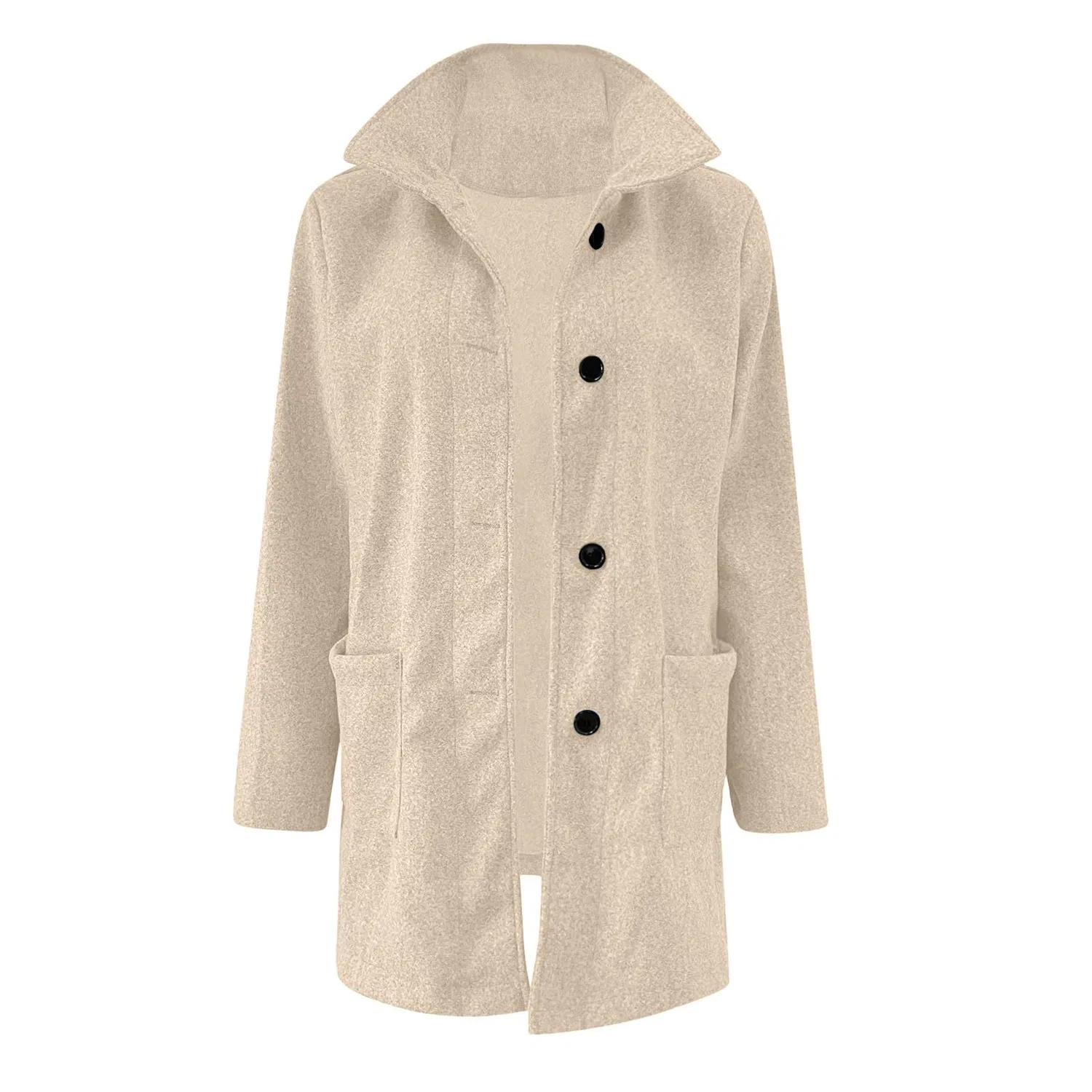 Женское стеганое зимнее пальто без капюшона, 2-Beige — фото 3