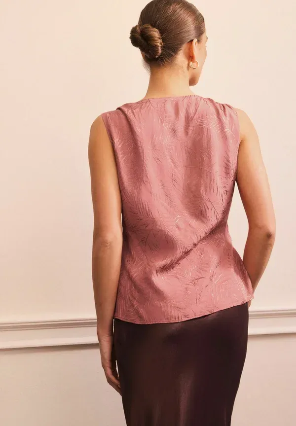 Блуза без рукавов с вышивкой Regular fit - sleeveless asymmetric tie shoulder Next, rose pink, розовый — фото 3