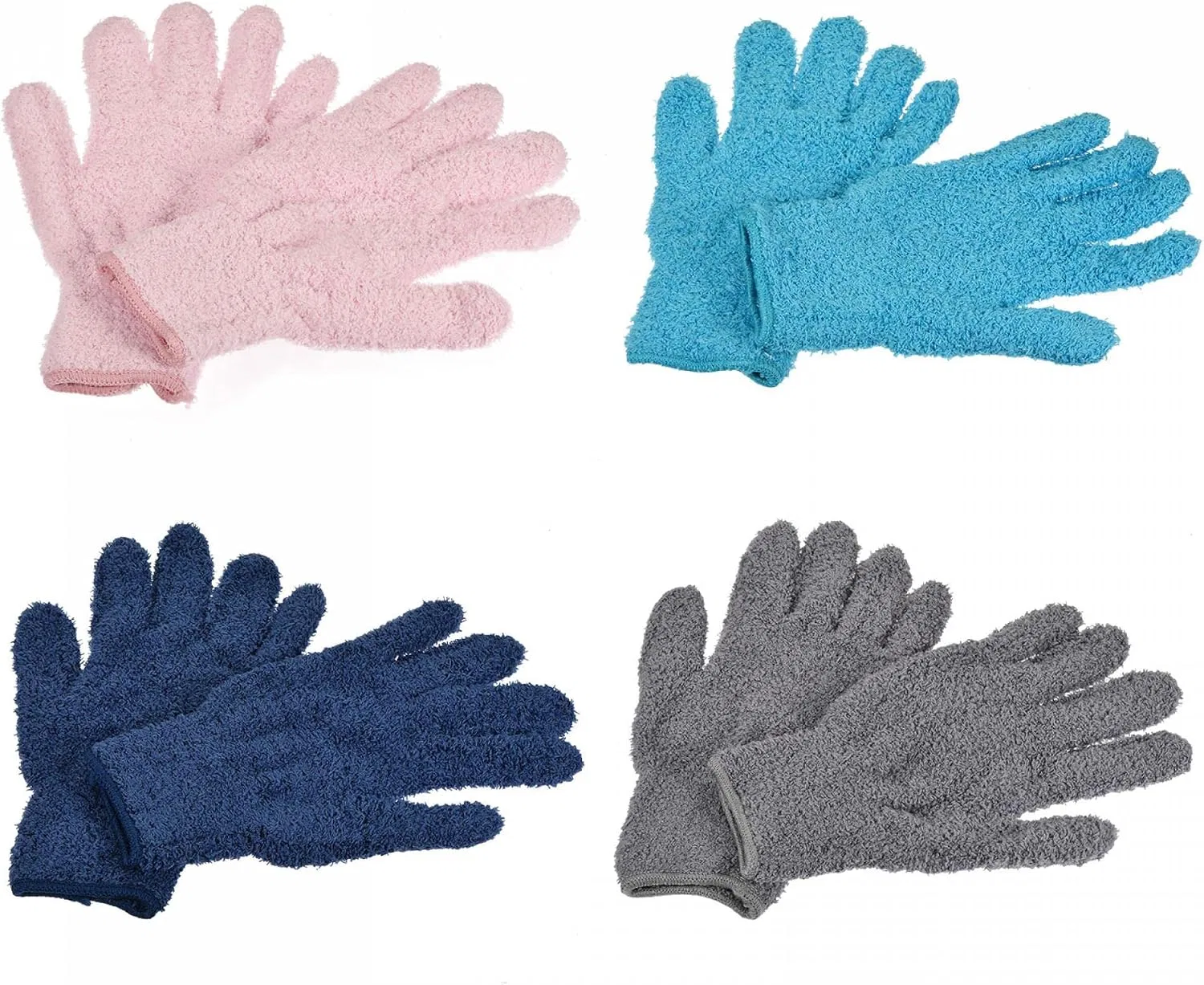 Перчатки для уборки Microfibre, набор 4 пары, синие, темно-синие, серые, розовые Sourcing Map