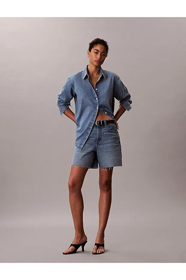 Женская рубашка оверсайз с принтом Calvin Klein, Blue — фото 3