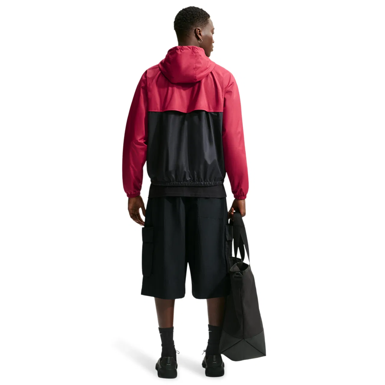 Мужская куртка Nike NSW Windrunner с капюшоном, Tough Red/Black/Black — фото 4