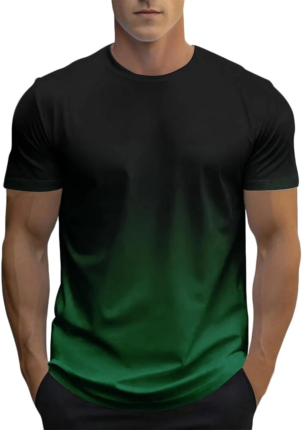 Мужская футболка градиентная свободного кроя, Army Green
