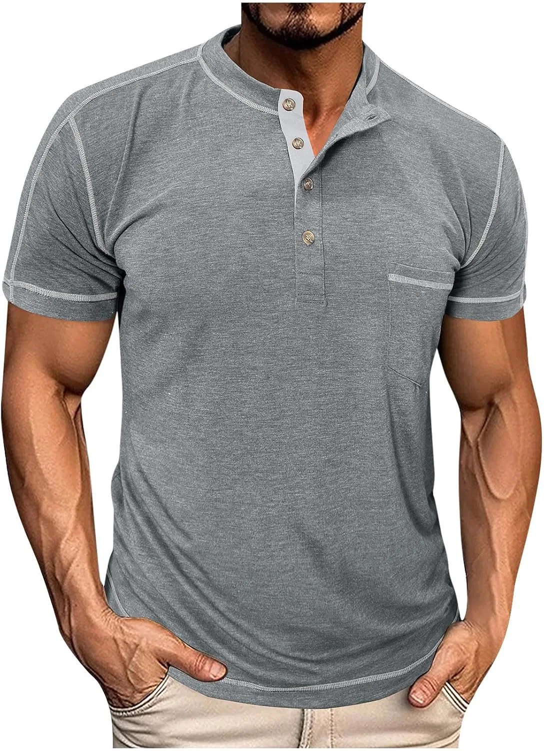 Мужская футболка с пуговицами Relaxed Fit, Gray