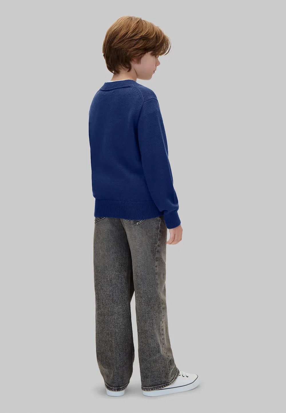 Детский вязаный джемпер с логотипом - джемпер Calvin Klein Jeans, Estate Blue — фото 3