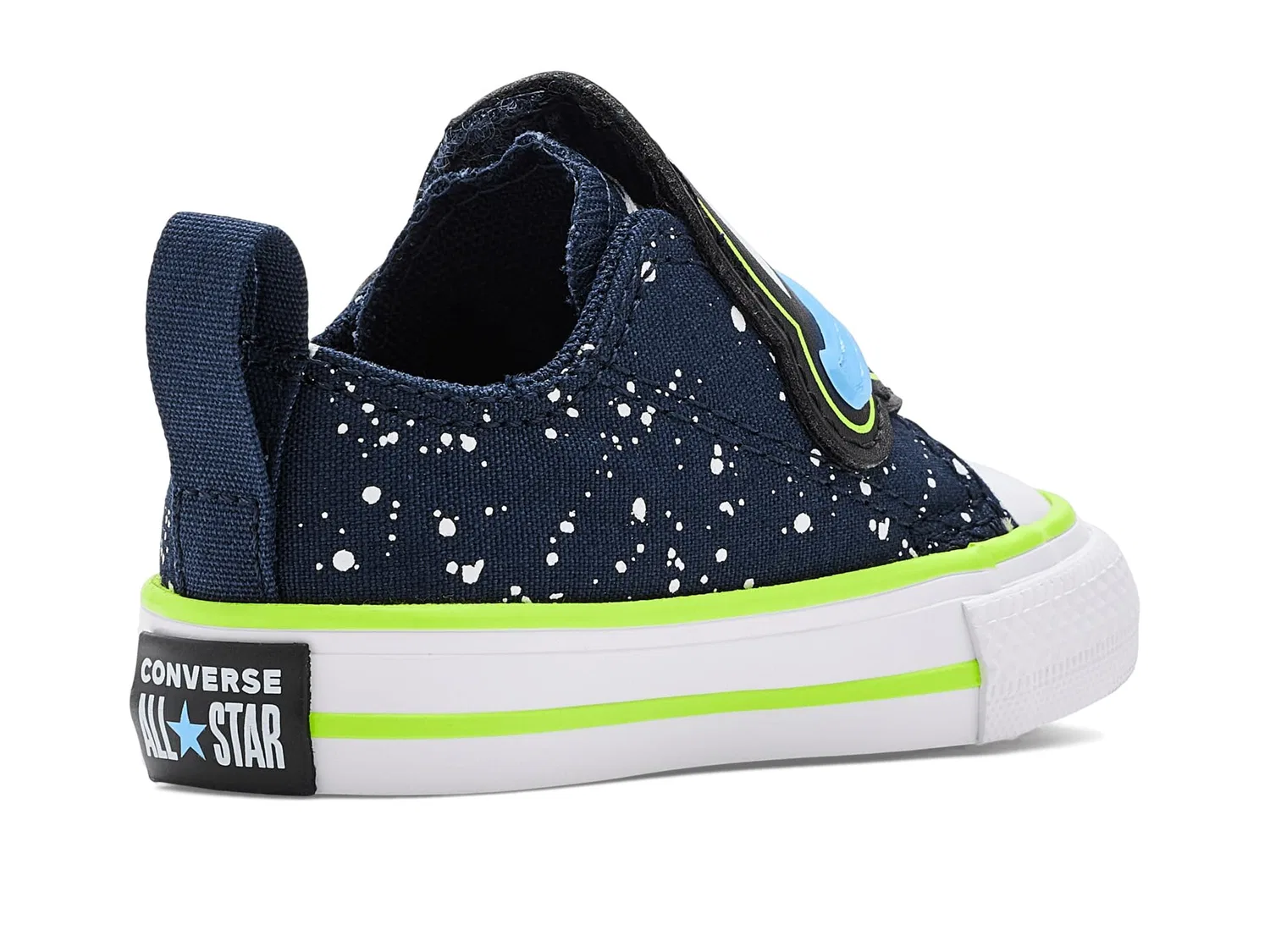 Кеды Chuck Taylor All Star One Strap Easy-On Planets (для младенцев/малышей) Converse Kids, Obsidian/Neon Mantis/White — фото 4