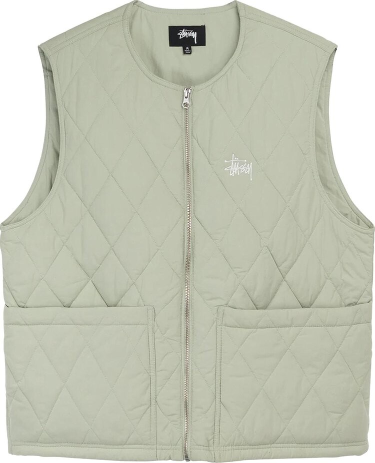 

Жилет Stussy Diamond Quilted Vest 'Sage', зеленый