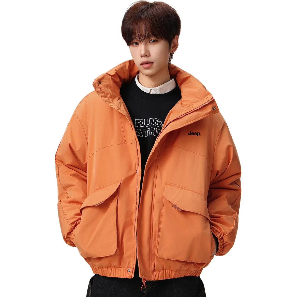 Детский пуховик с капюшоном утепленный Jeep, Orange