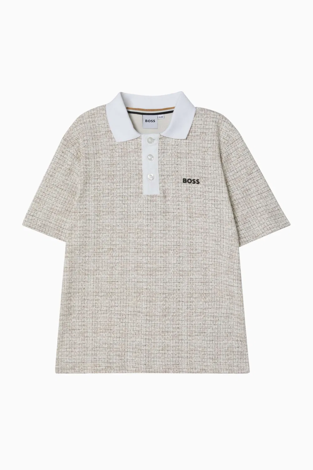 Рубашка поло в мелкую клетку из хлопка BOSS Kidswear