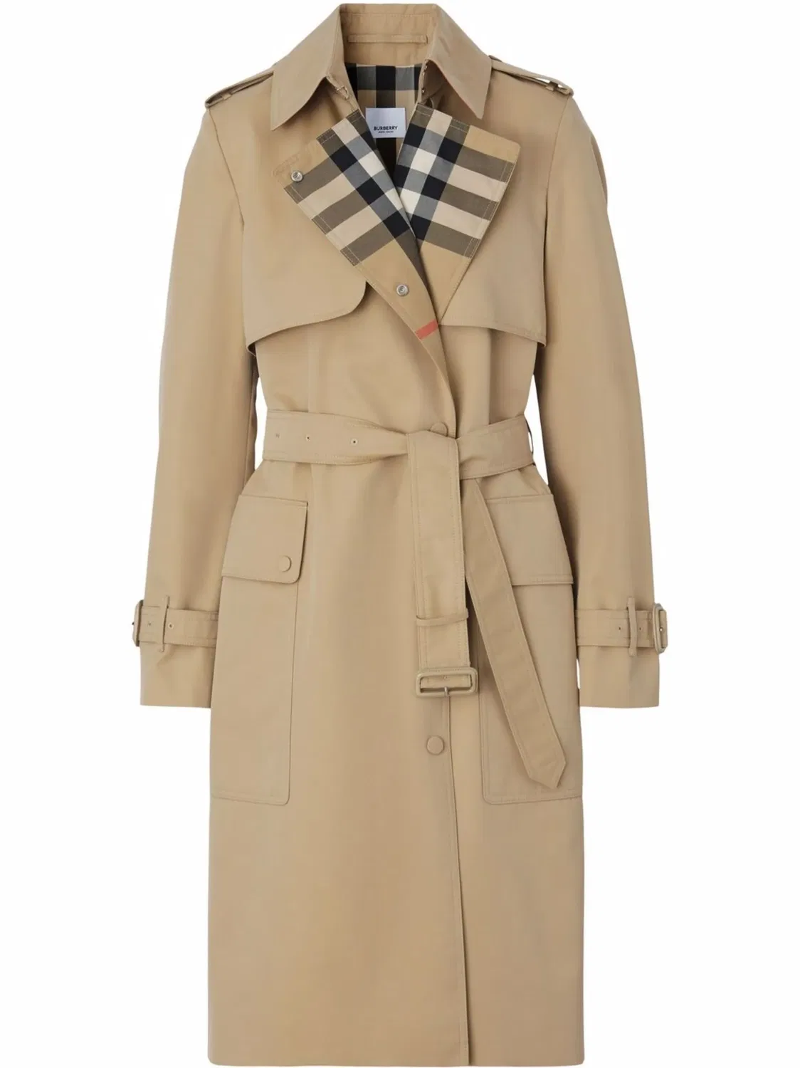 Тренч с клетчатым лацканом Burberry, коричневый