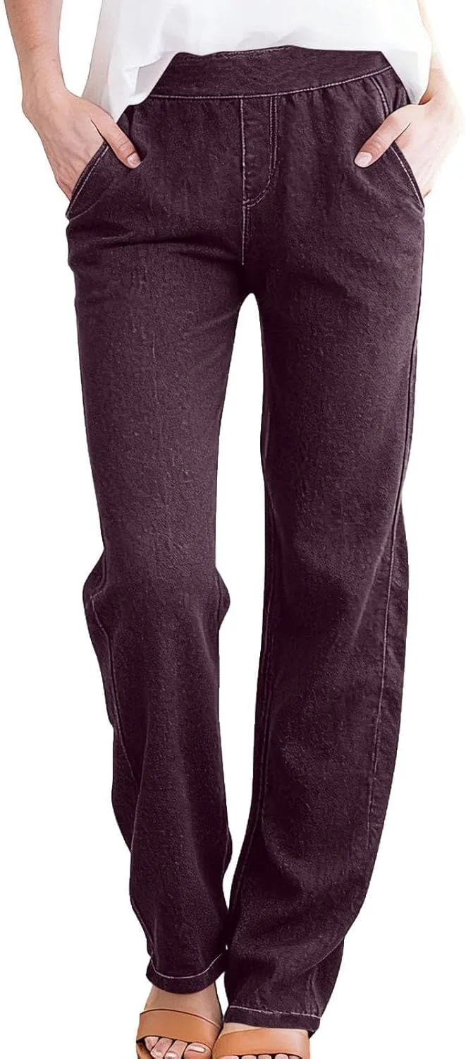 

Женские джинсы sweatpant с высокой талией, прямые, stretchy, pull on