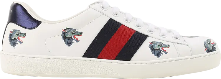 

Кроссовки Gucci Ace Leather Wolf, белый