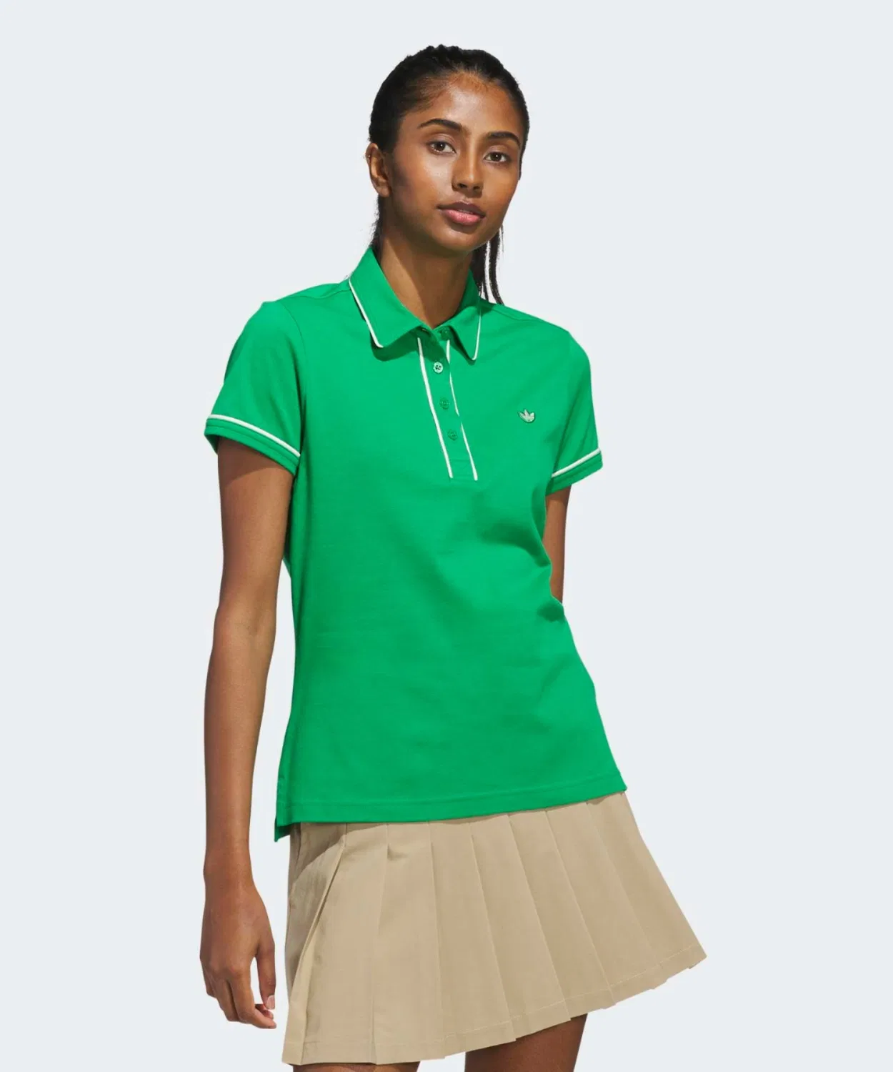 Женский поло Adidas Golf с принтом, с коротким рукавом, модель Original Golf Twist Knit One Point Logo Adidas, Green