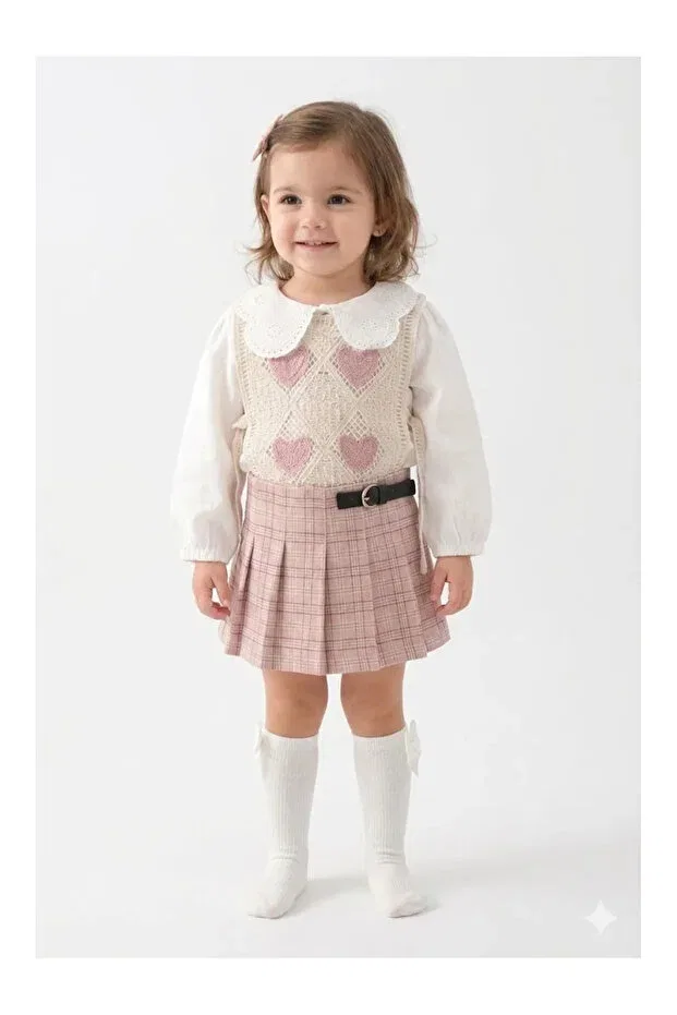 Детский комплект для девочек с кружевным воротником Basics Mini Baray, Rose Dry