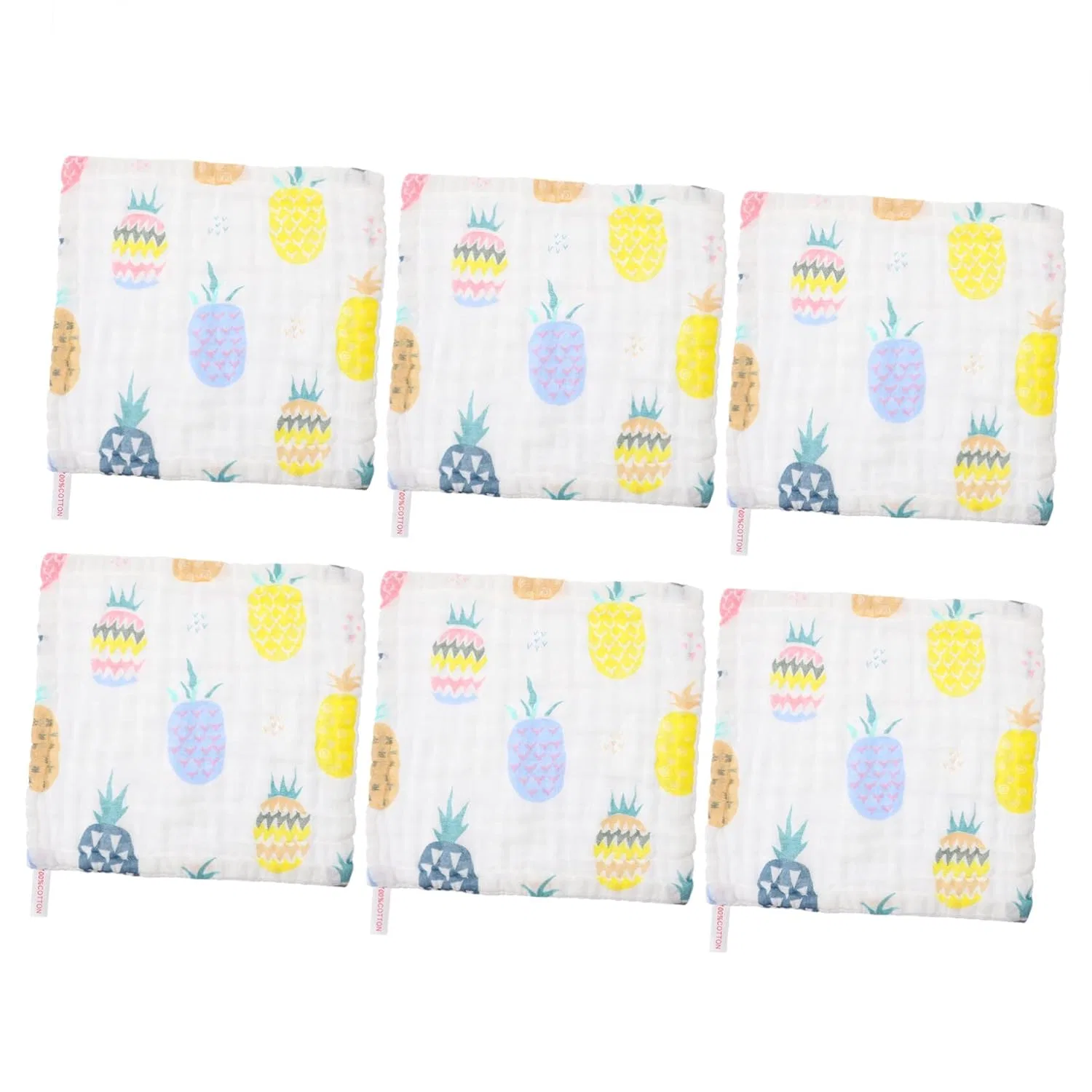 No brand Детская муслиновая салфетка, 6 штук, хлопок, 24x22 см
