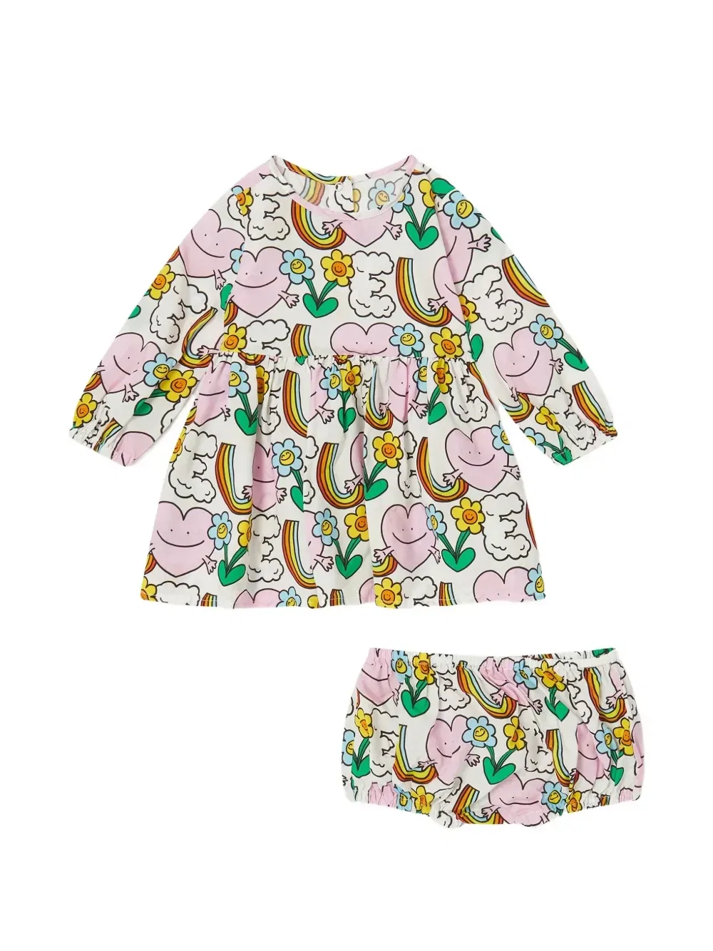 Расклешенное платье с графичным принтом Stella McCartney Kids, белый
