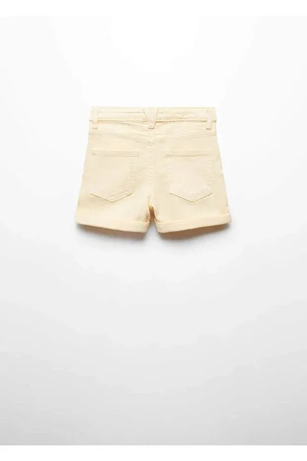 Детские шорты для девочек джинсовые Mango Kids, Pastel Yellow — фото 4